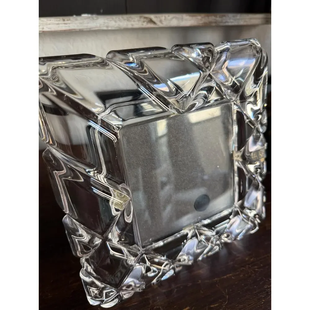 Vintage Heavy Lead Crystal 4x4 Square Picture Frame